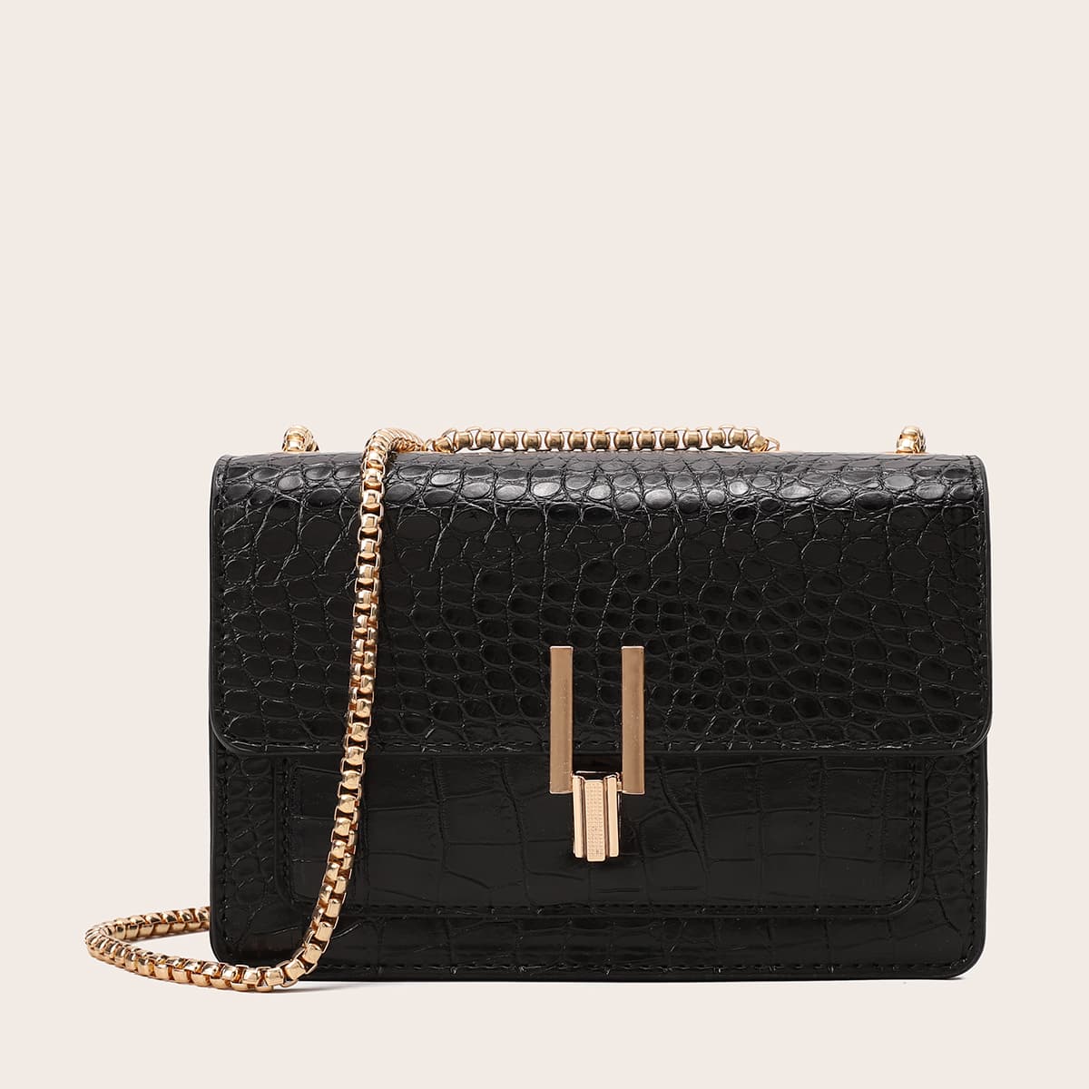 

Croc Embossed Crossbody Bag, Black