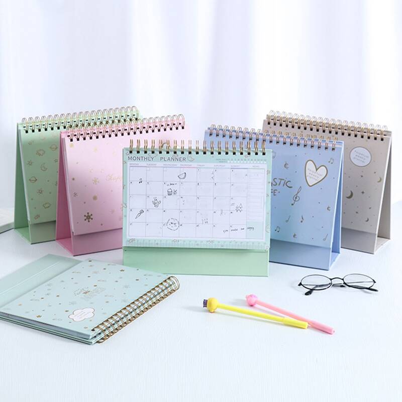 

1pc Desk Calendar Shaped Random Monthly Plan Book, Multicolor
