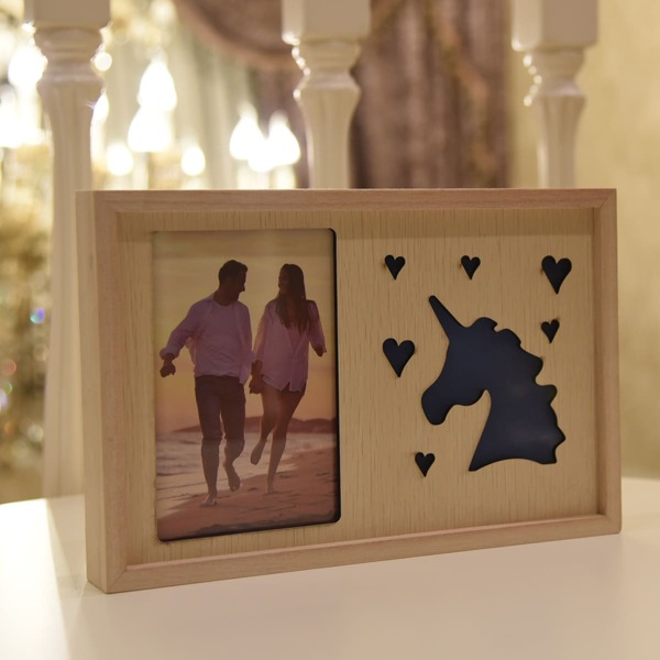 

1pc Letter Hollow Light Photo Frame, Silver