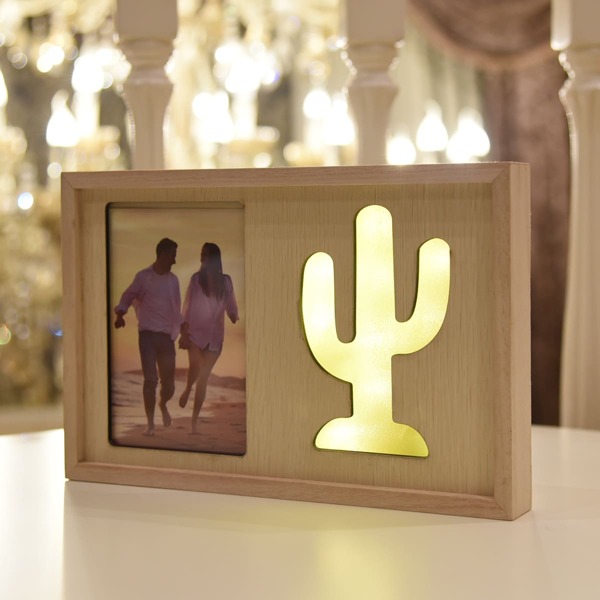 

1pc Letter Hollow Light Photo Frame, Yellow