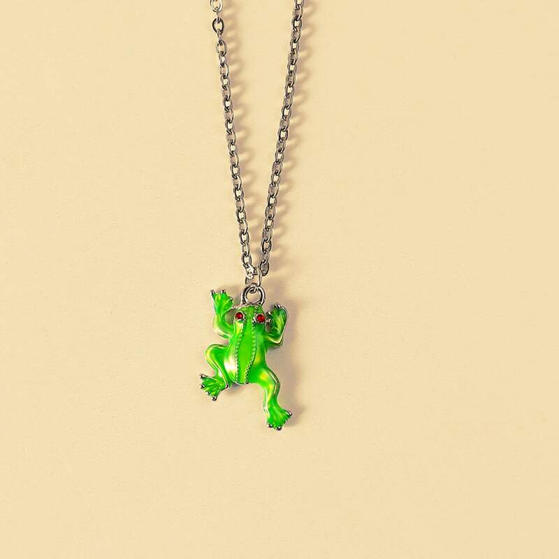 

Frog Charm Necklace, Silver