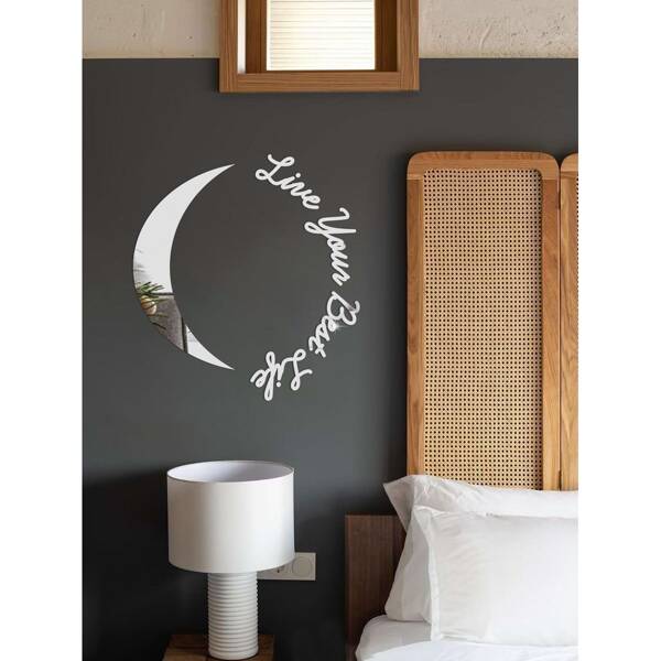 

1set Moon Mirror Surface Wall Sticker, Silver