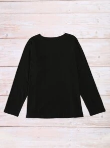 Plus Sunflower And Slogan Graphic Tee - Black - View 2