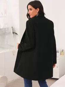 SHEIN LUNE Notched Collar Slant Pocket Coat - Black - View 2