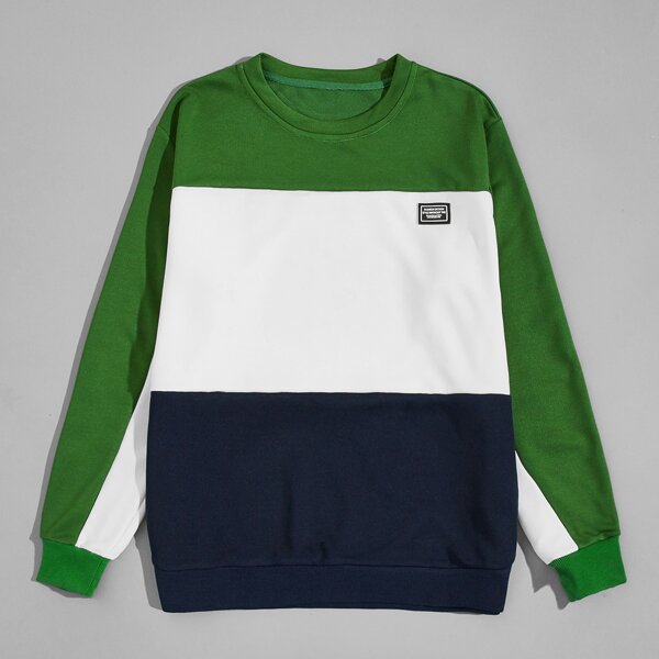 

Men Cut And Sew Patched Sweatshirt, Multicolor