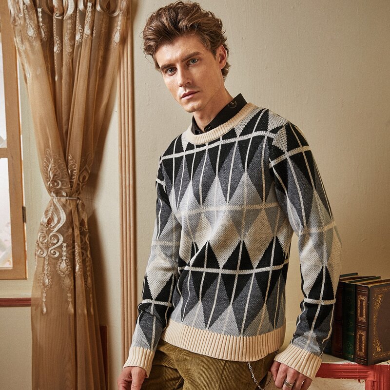 

Guys Argyle And Plaid Graphic Sweater, Multicolor