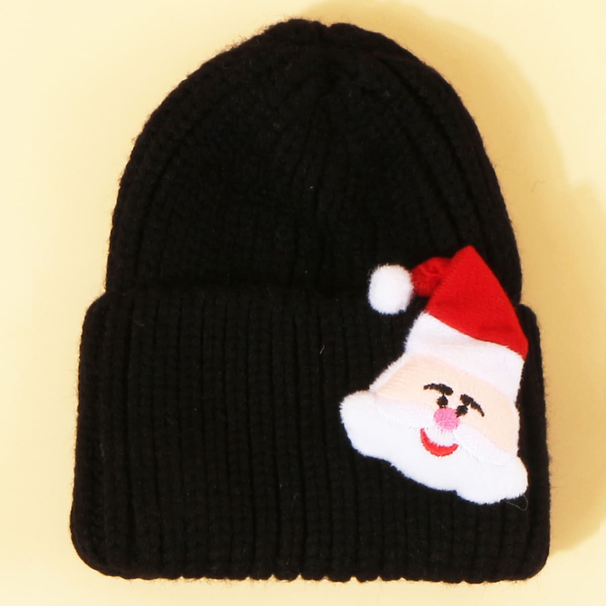 

Christmas Santa Claus Pattern Beanie, Black
