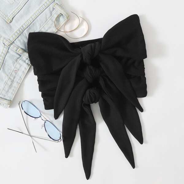 

Knot Front Tube Top, Black