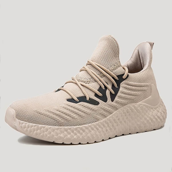 

Men Lace Up Decor Knit Sneakers, Khaki