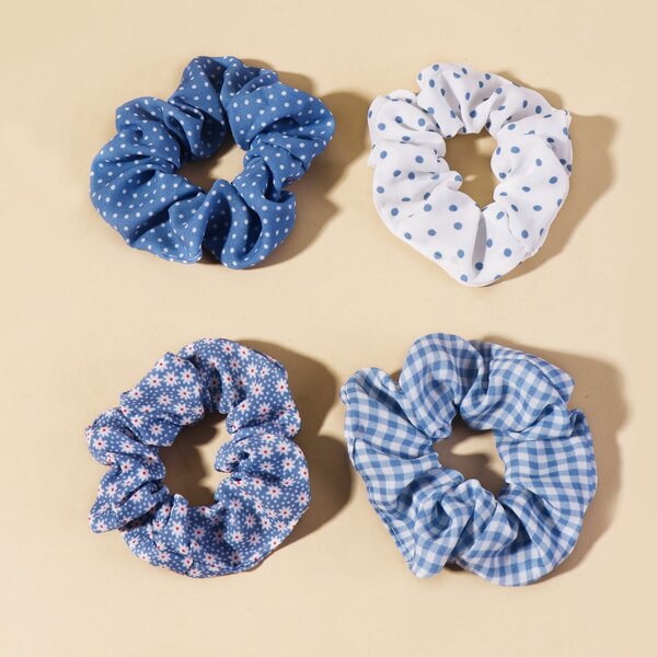 

4pcs Polka Dot Pattern Scrunchie, Multicolor