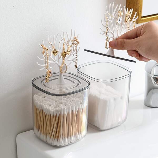 

1pc Multifunction Clear Cotton Pad Box