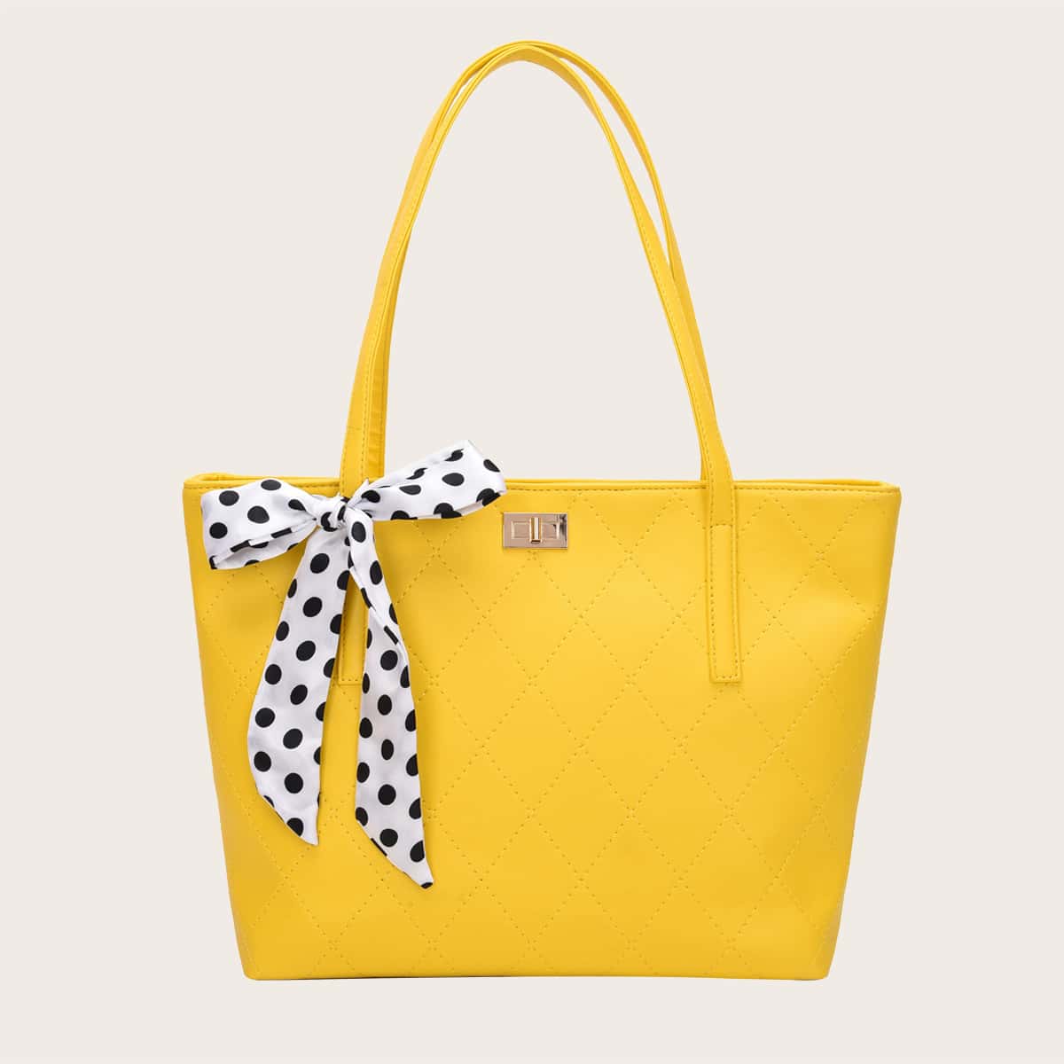 

Polka Dot Twilly Scarf Tote Bag, Yellow