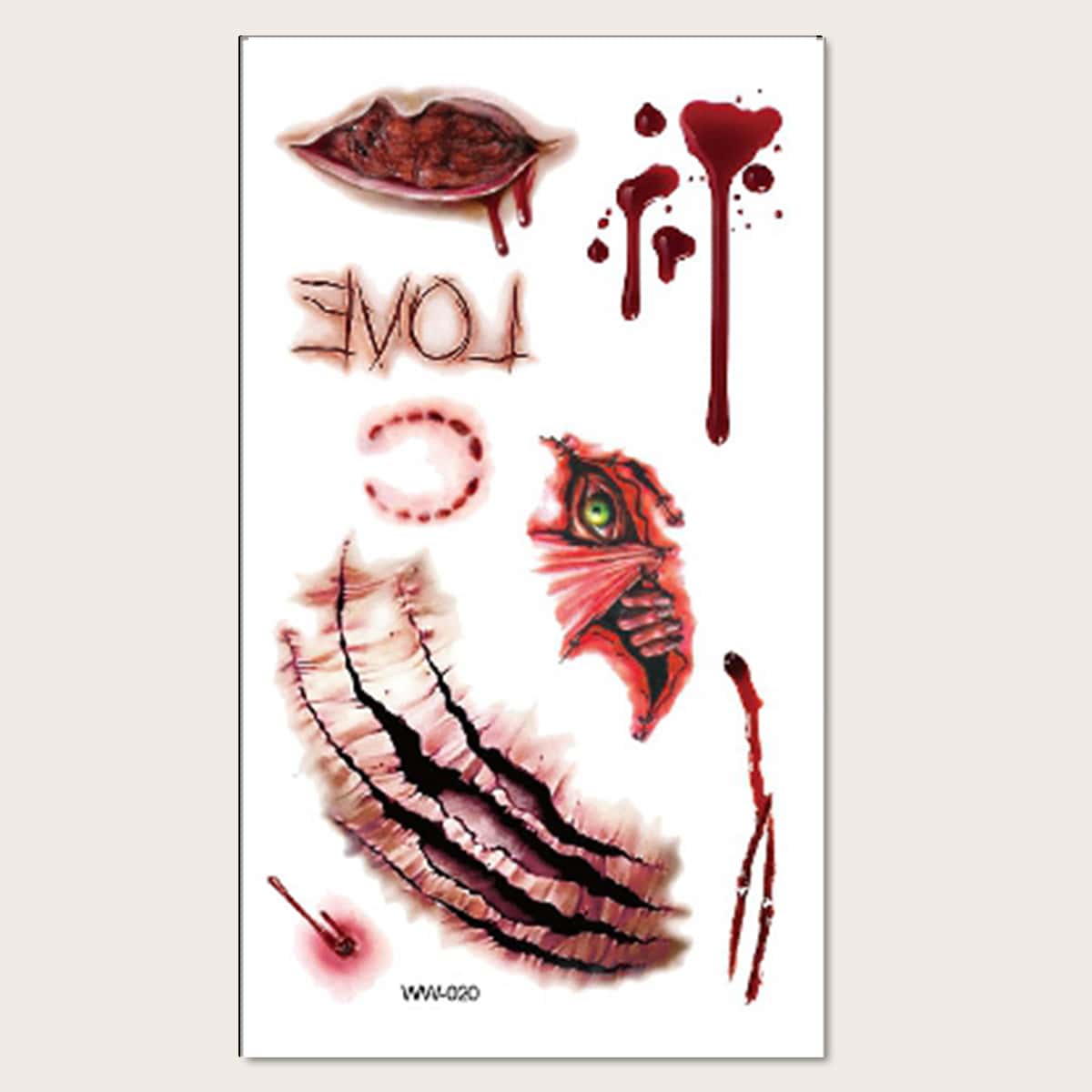 

1pc Halloween Pattern Tattoo Sticker, Red
