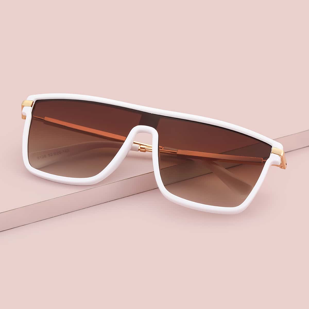 

Flat Top Shield Sunglasses, Brown