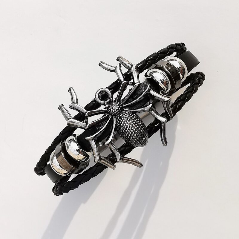 

Guys Spider Decor Braided Bracelet, Black