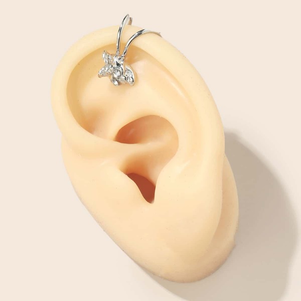 

Rhinestone Decor Ear Cuff, Silver