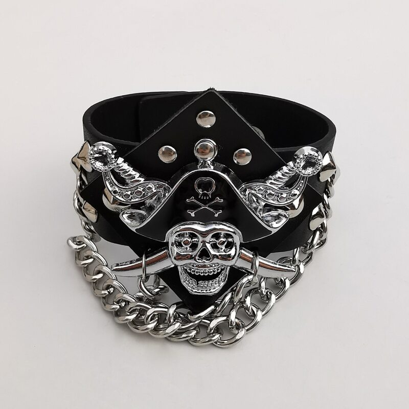 

Guys Skull Decor Bracelet, Black