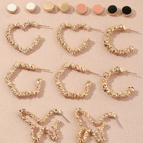 

8pairs Round Heart Star Earrings, Multicolor
