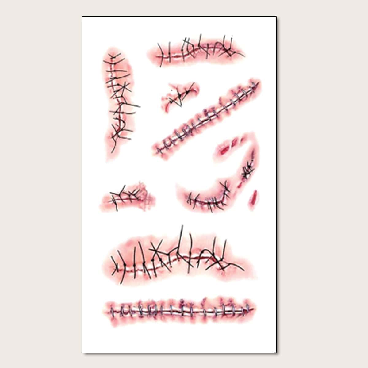 

1pc Halloween Pattern Tattoo Sticker, Red