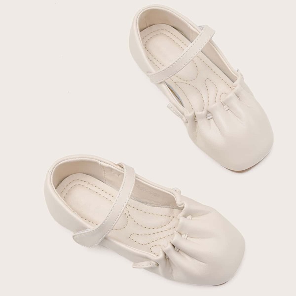

Toddler Girls Ruched Mary Jane Flats, Beige