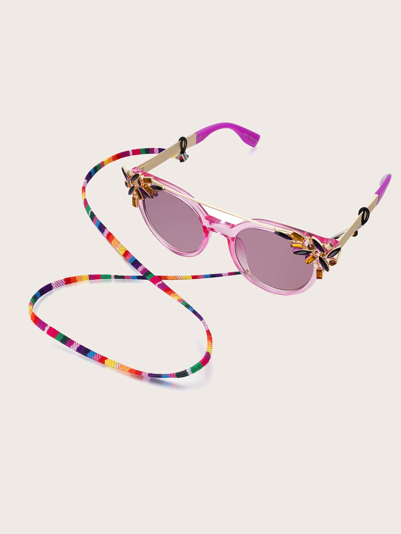 1入組波西米亞風格布織多彩太陽眼鏡繩，復古防滑眼鏡鏈，適用於旅行或戶外運動