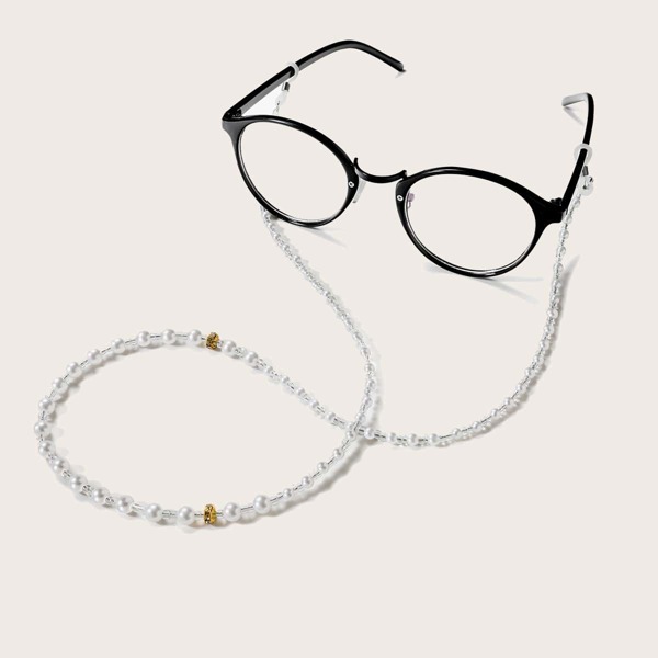 

Faux Pearl Beaded Glasses Chain, White