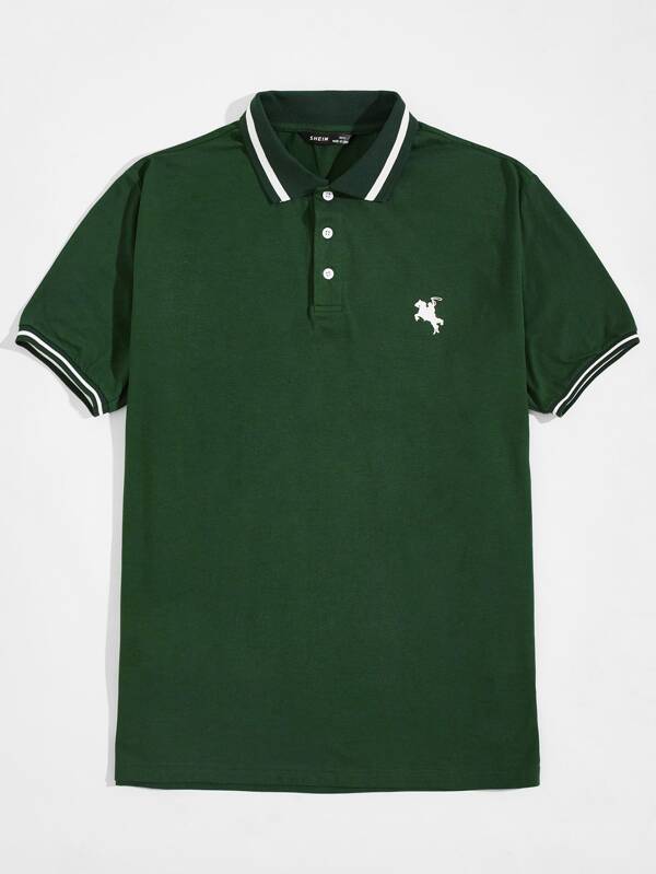 mens green striped polo shirt