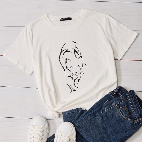 

Animal Print Tee, White