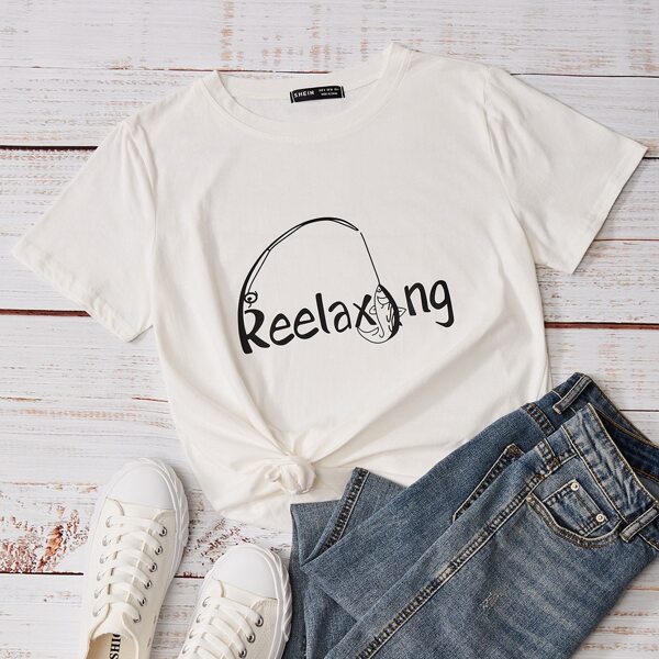 

Letter & Fish Graphic Tee, White