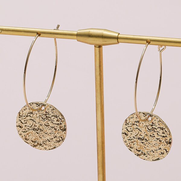 

Metal Plate Drop Earrings, Gold