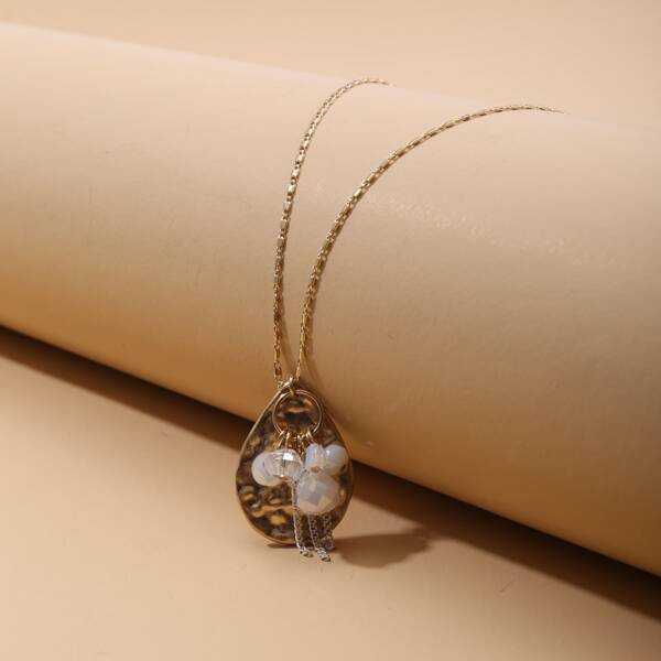 

Water Drop Charm Necklace, White