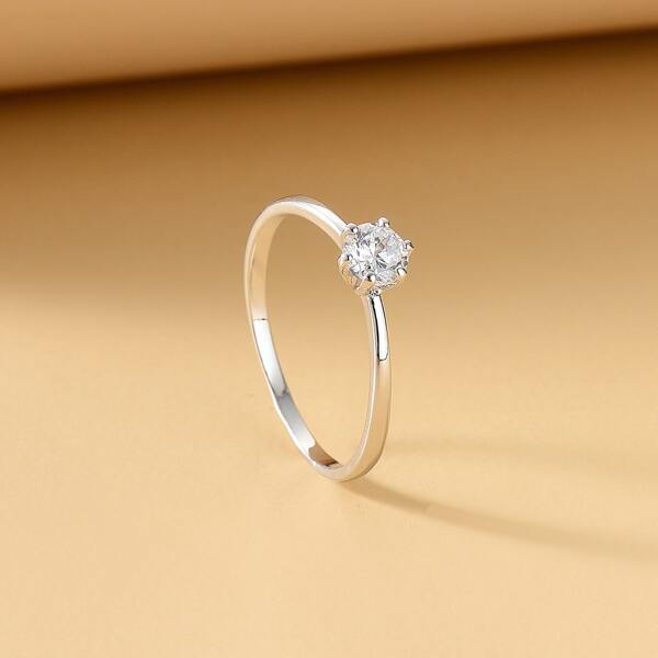 

Rhinestone Decor Ring, Silver