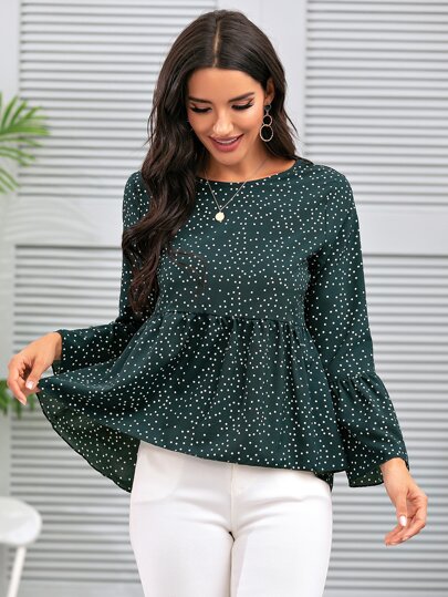 Camisa peplum de lunares