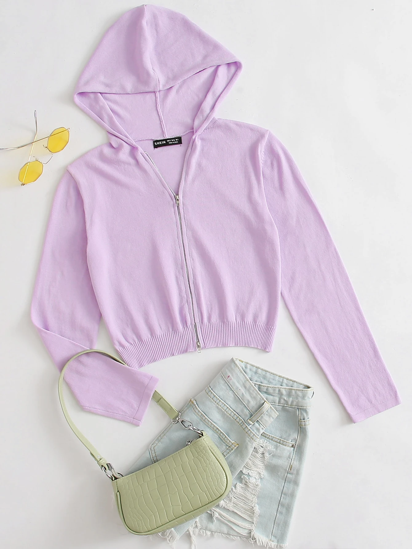 zip up crop cardigan