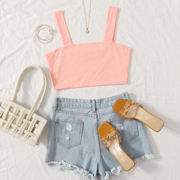 

Solid Crop Top, Baby pink