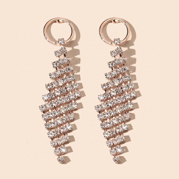 

Rhinestone Decor Geometric Drop Earrings, Gold