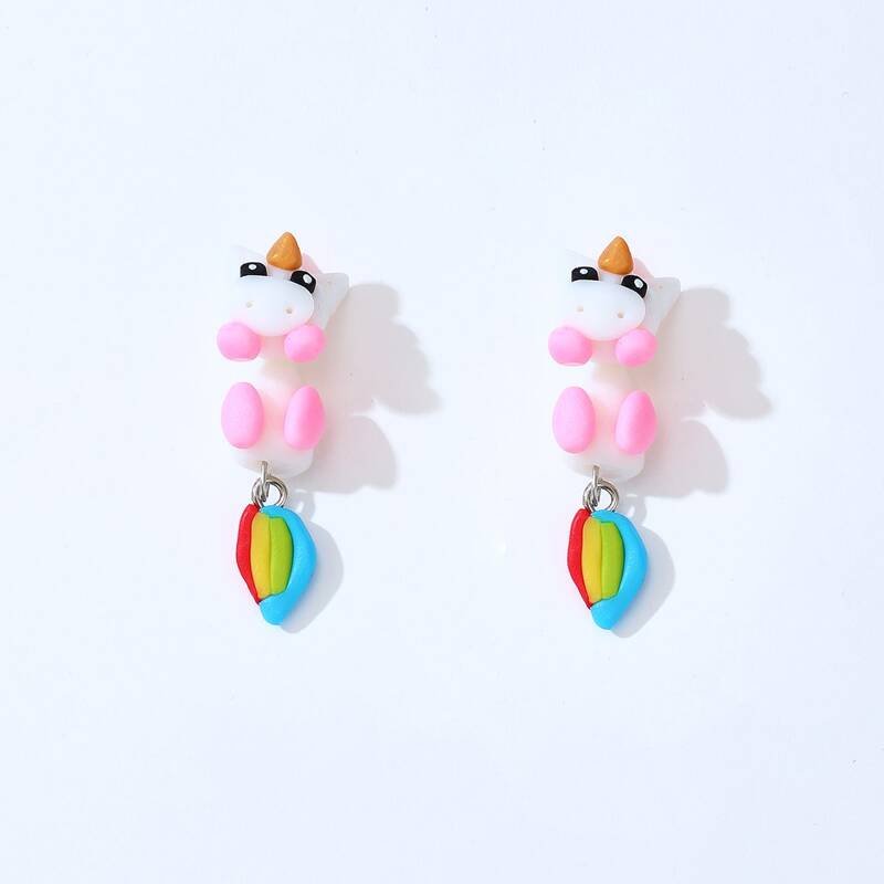 

Cartoon Unicorn Drop Earrings, Multicolor