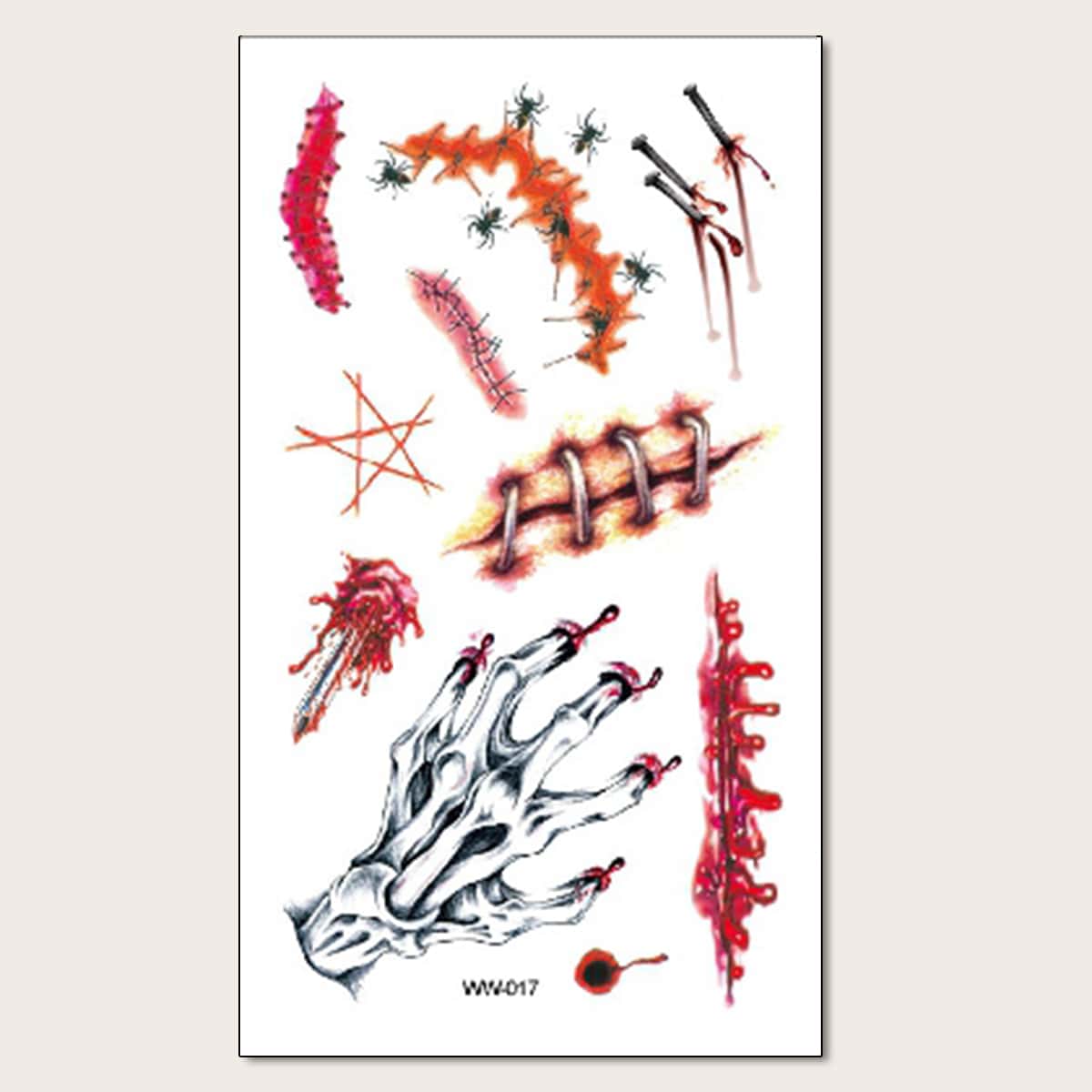 

1pc Halloween Pattern Tattoo Sticker, Multicolor