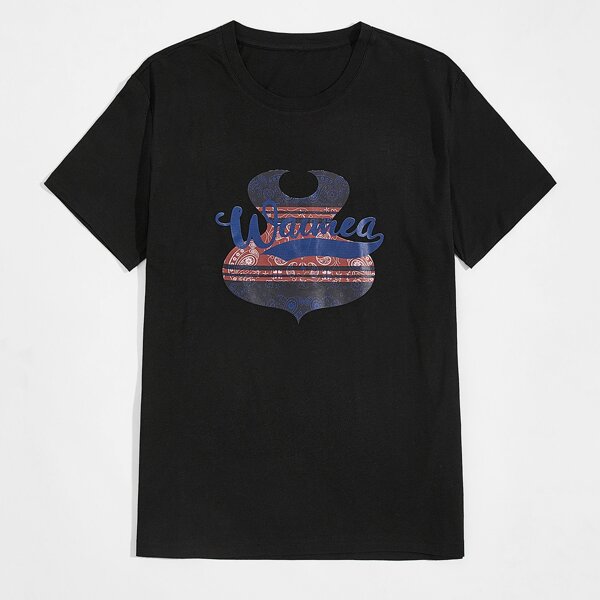 

Men Letter Graphic Short Sleeve Tee, Black