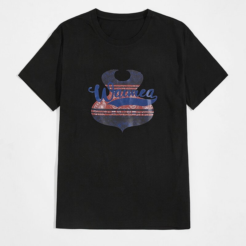 

Men Letter Graphic Short Sleeve Tee, Black