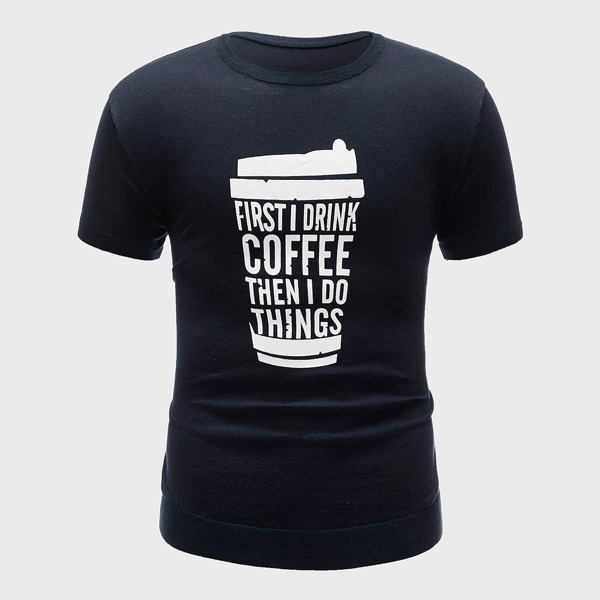 

Men Slogan Graphic Knit Top, Royal blue