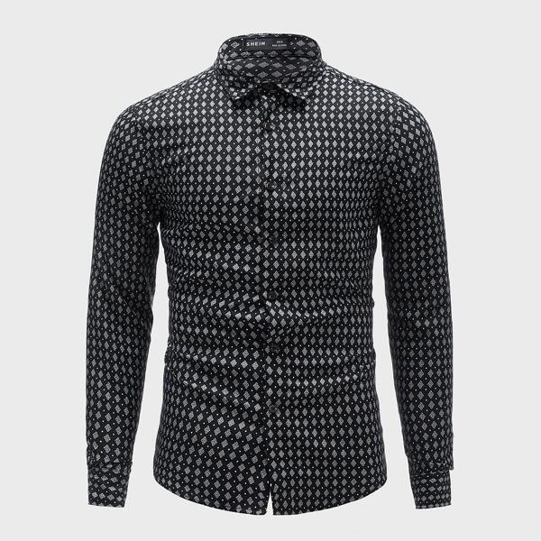 

Men Graphic Print Shirt, Black