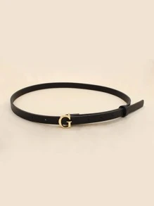 Cinturón delgado de mujer de estilo nuevo, de PU premium, accesorio decorativo para vestidos en otoño, Halloween - Negro - Ver 3