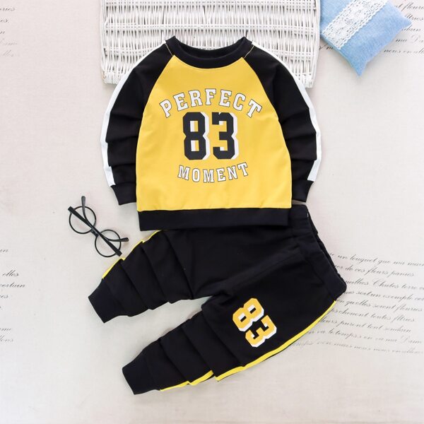

Toddler Boys Letter Graphic Baseball Sweatshirt And Sweatpants, Multicolor