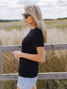 SHEIN Essnce Slogan Graphic Tee All Or Nothing - Black - View 4