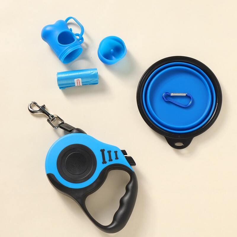 

1pc Dog Leash & 1pc Folding Bowl & 1pc Poop Bags, Multicolor