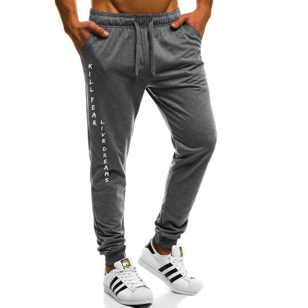 

Men Slogan Graphic Drawstring Waist Sweatpants, Dark grey