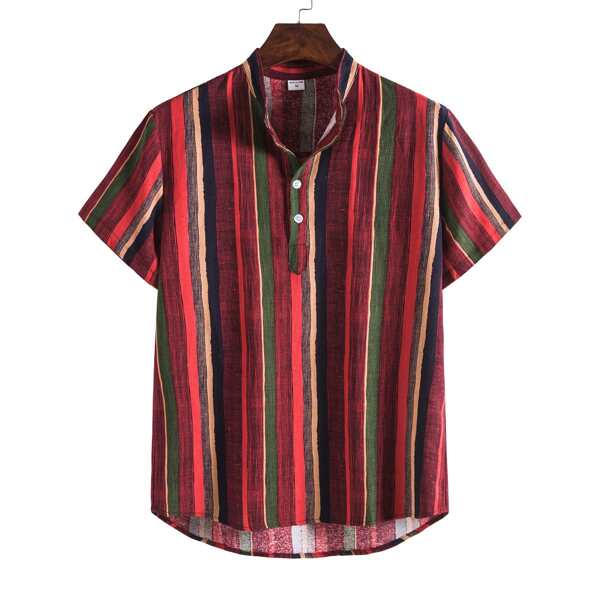 

Men Vertical Striped Half Button Shirt, Multicolor