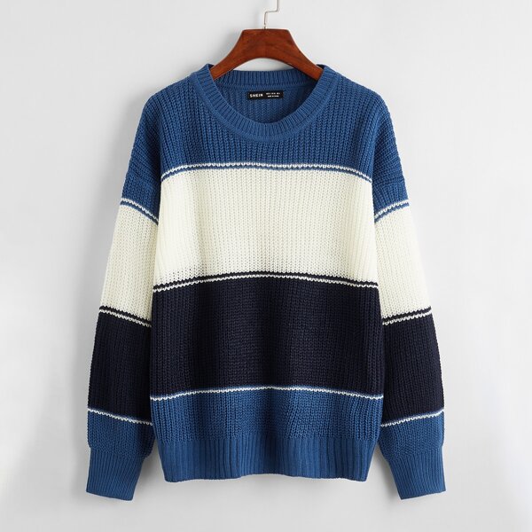 

Drop Shoulder Colorblock Sweater, Multicolor