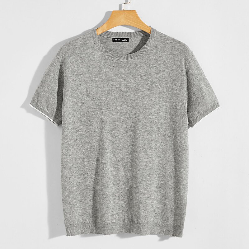 

Guys Contrast Cuff Knit Top, Grey